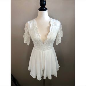 White lace Hello Molly Romper